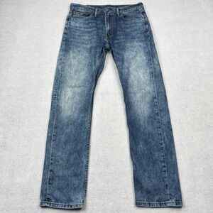 Levis 513 Slim Straight Jeans Mens 33x34 Medium Marble Wash Blue Denim Pants
